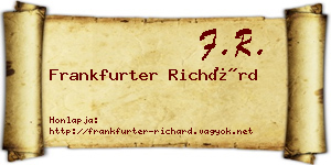 Frankfurter Richárd névjegykártya